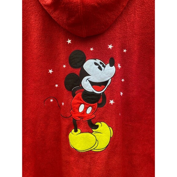 Disney Mickey Mouse Size Large L Hoodie Fleece Full Zip Jacket Red - Picture 3 of 8